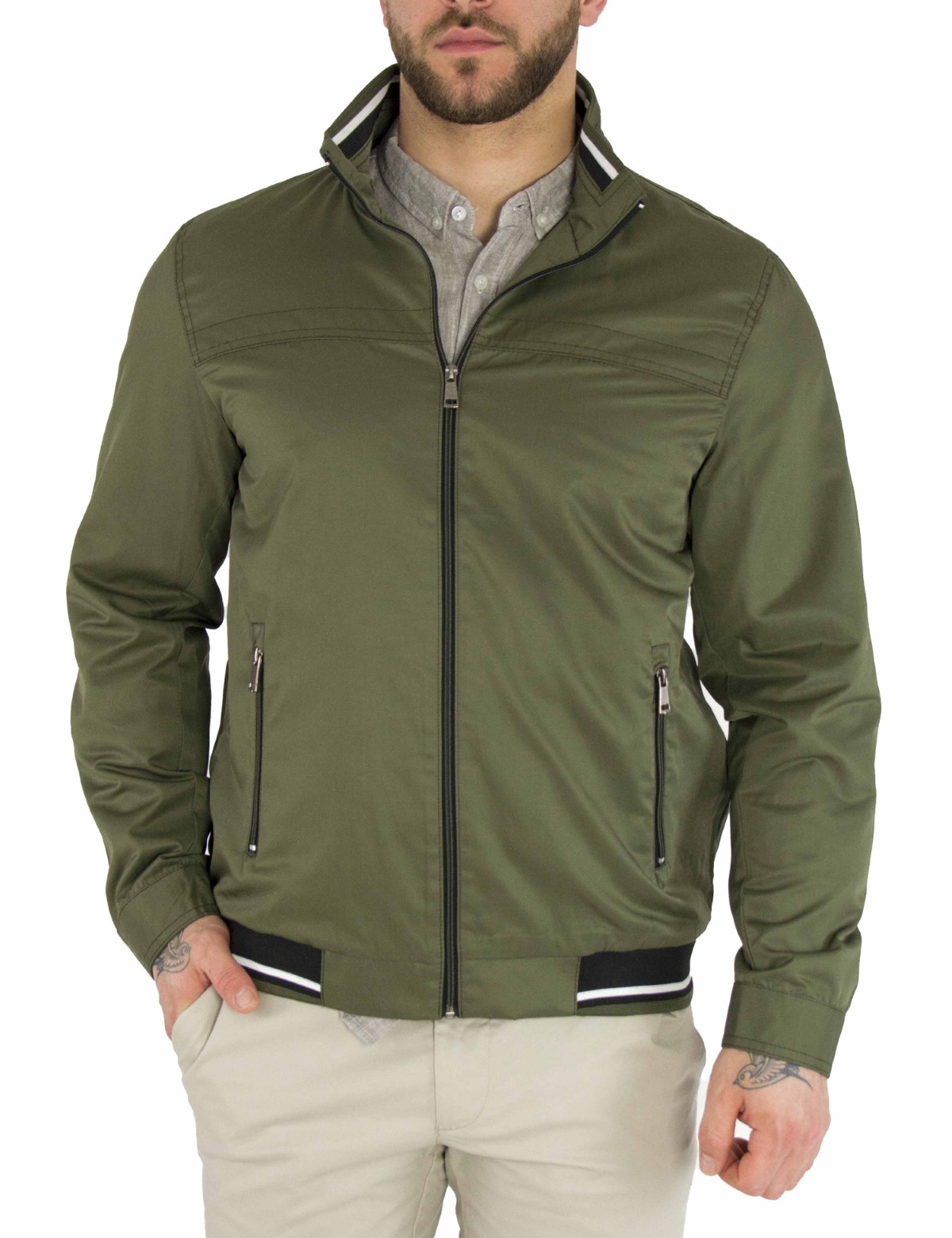 Ανδρικό χακί Jacket με γιακά WS10160S φωτογραφία